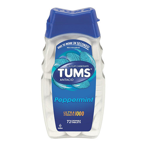 Tums Antacid Ultra Strength 1000, Peppermint Chewable Tablets, 72 ea